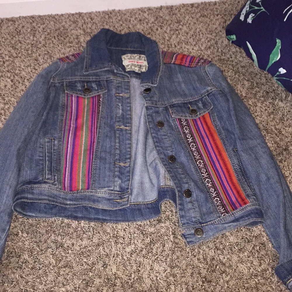 Tribal print jean jacket